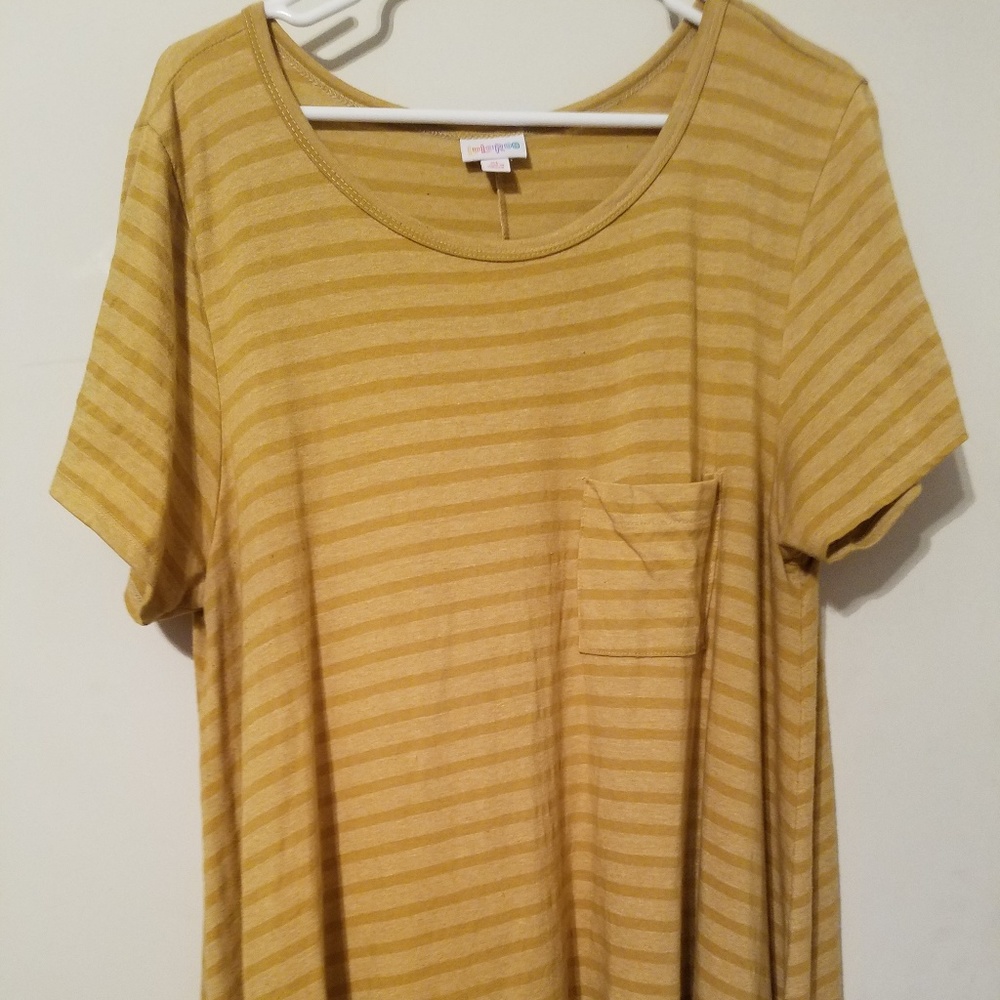 LuLaRoe Carly - XL/1X - Mustard yellow stripes